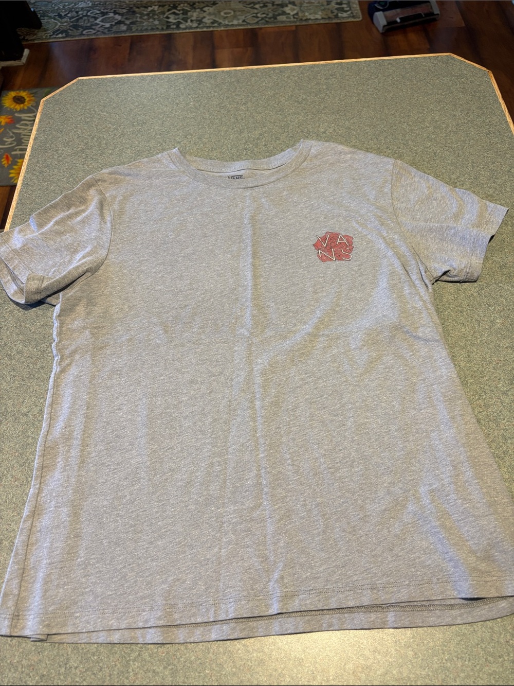 Vans Heather Gray Short Sleeve Tee with Small Red Logo